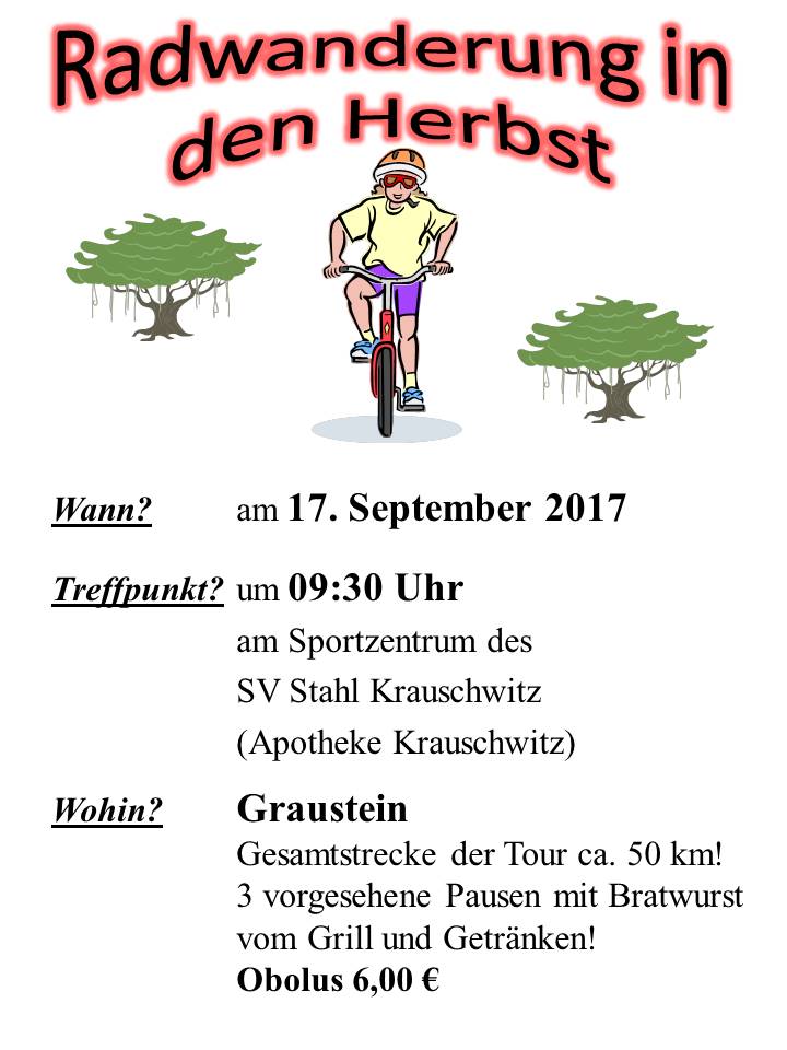 Plakat Radwanderung 17. Setember 2017